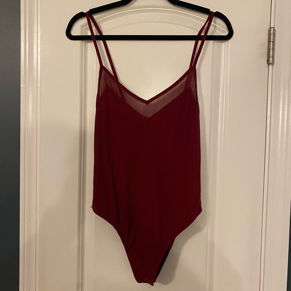 Maroon Spaghetti Strap Bodysuit